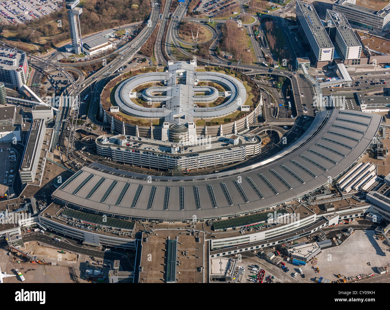 Aerial View Duesseldorf Airport Rhineland North Rhine Westphalia Stock Photo Alamy