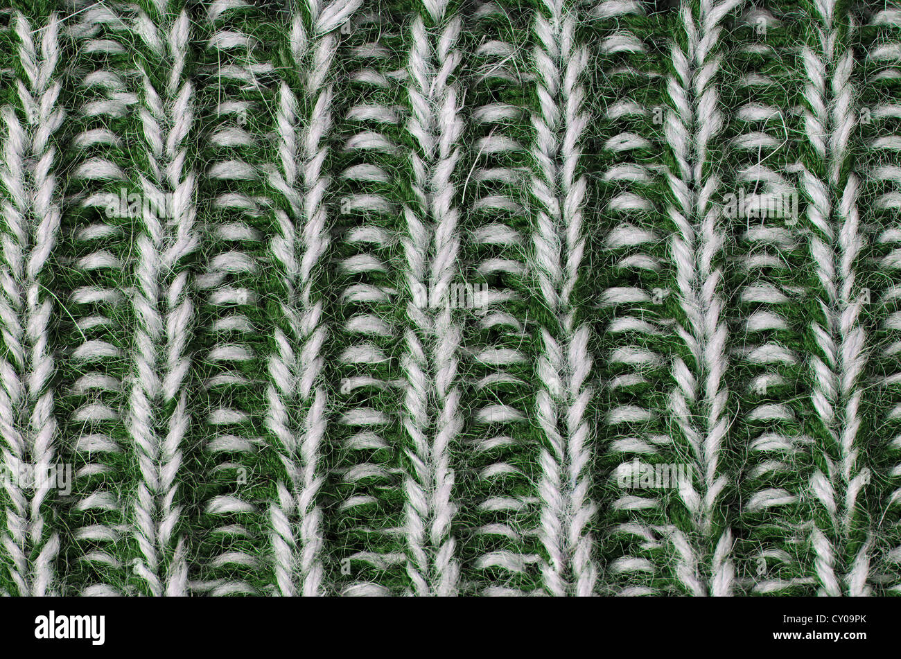 Knit woolen texture. Fabric green and white background Stock Photo - Alamy