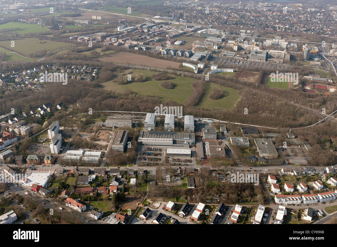 Aerial view, South Campus, University of Dortmund, Ruhr area, North Rhine-Westphalia Stock Photo