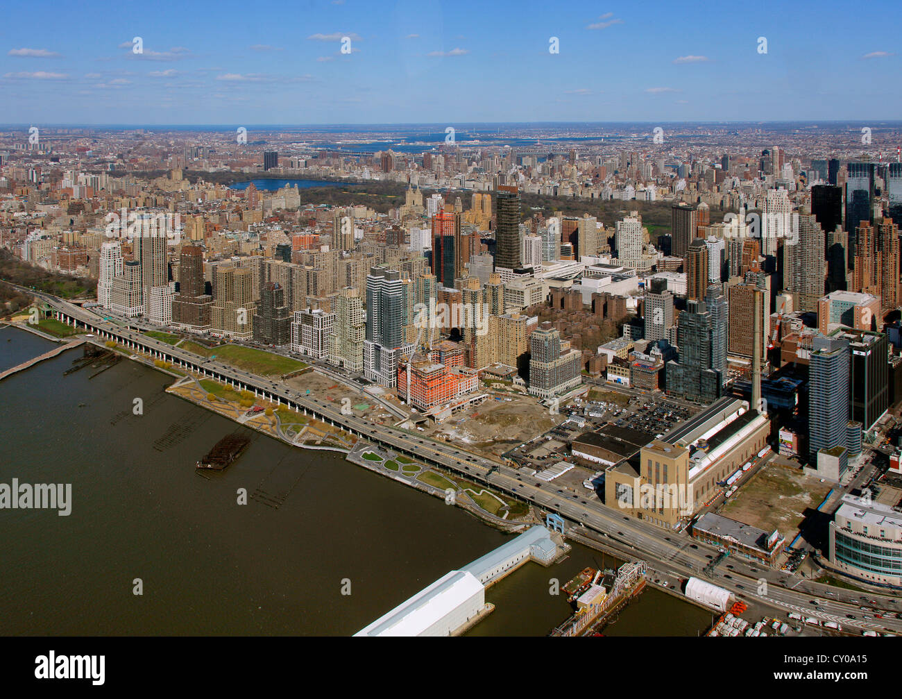 Aerial view, sightseeing flight, Central Park, Manhattan, New York City, New York, United States, North America Stock Photo