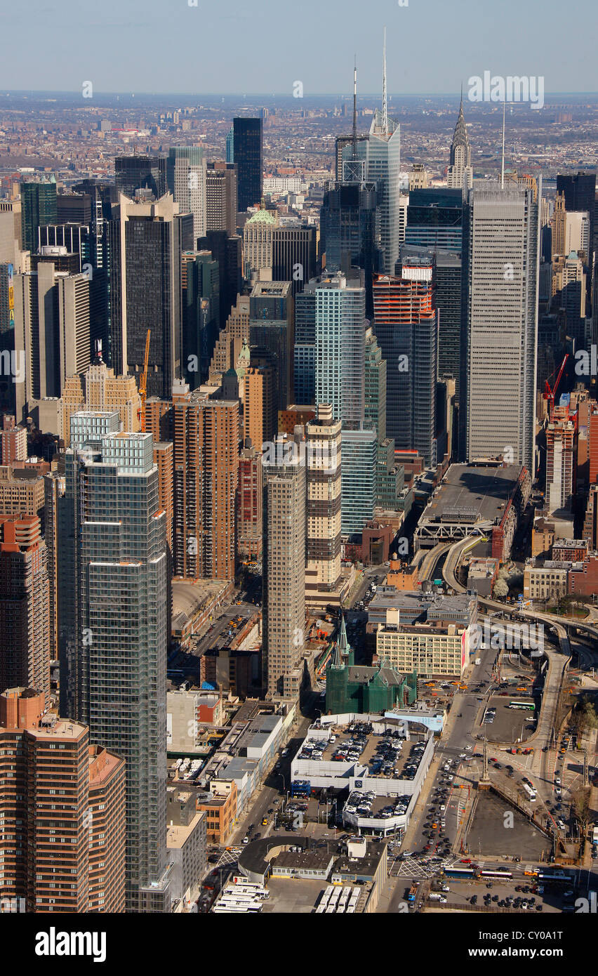 Aerial view, sightseeing flight, exit of the Lincoln Tunnel, Manhattan
