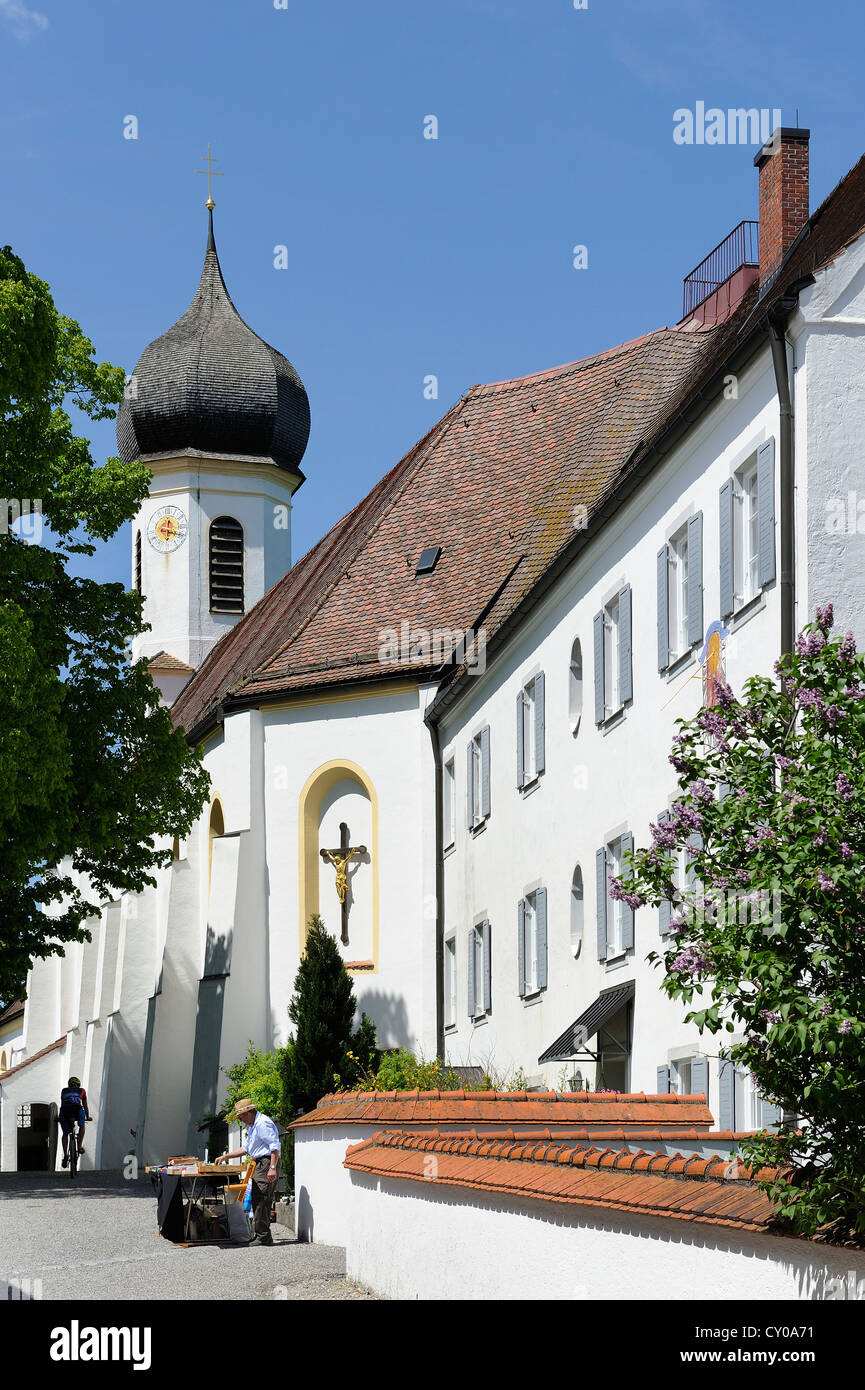 Pilgrimage church Maria Himmelfahrt, church of the Assumption, Hohenpreissenberg, Pfaffenwinkel region, Upper Bavaria, Bavaria Stock Photo