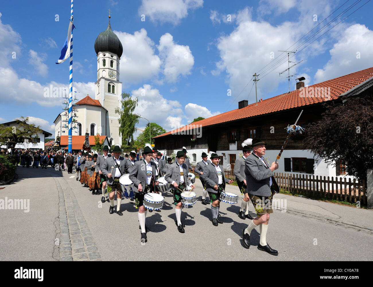 Costume parade in Gelting, Upper Bavaria, Bavaria, PublicGround Stock Photo
