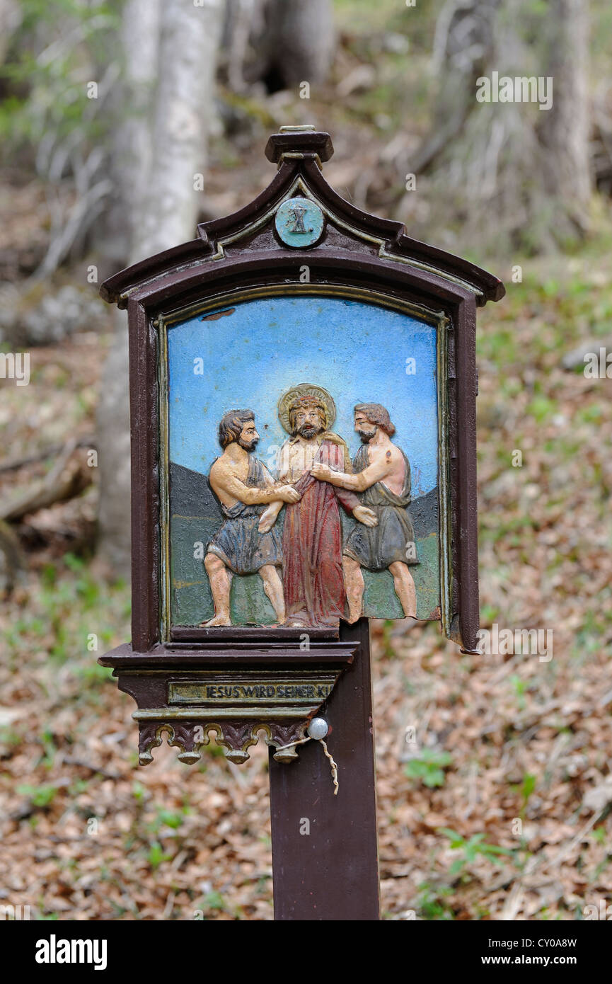 Stations of the Cross at Riederstein, Station X, Jesus is stripped of his garments, Rottach-Egern, Lake Tegernsee, Upper Bavaria Stock Photo