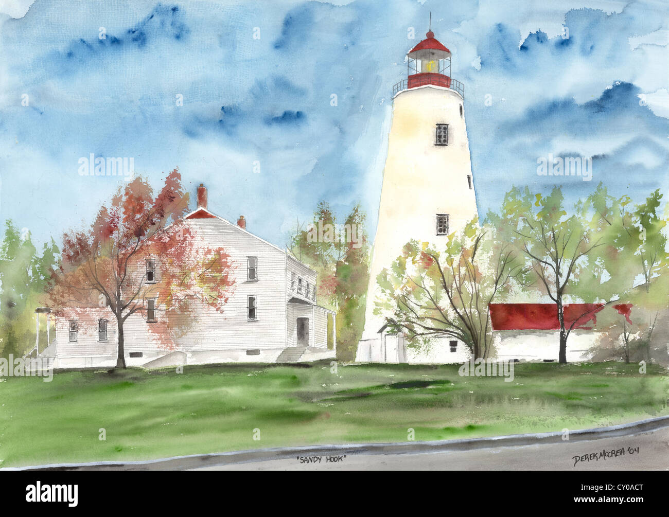 lighthouse nautical art painting Stock Photo