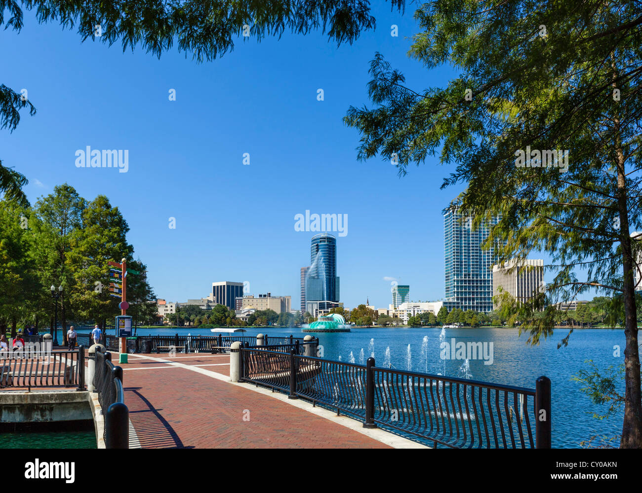Lake Eola Park in downtown Orlando, Central Florida, USA Stock Photo