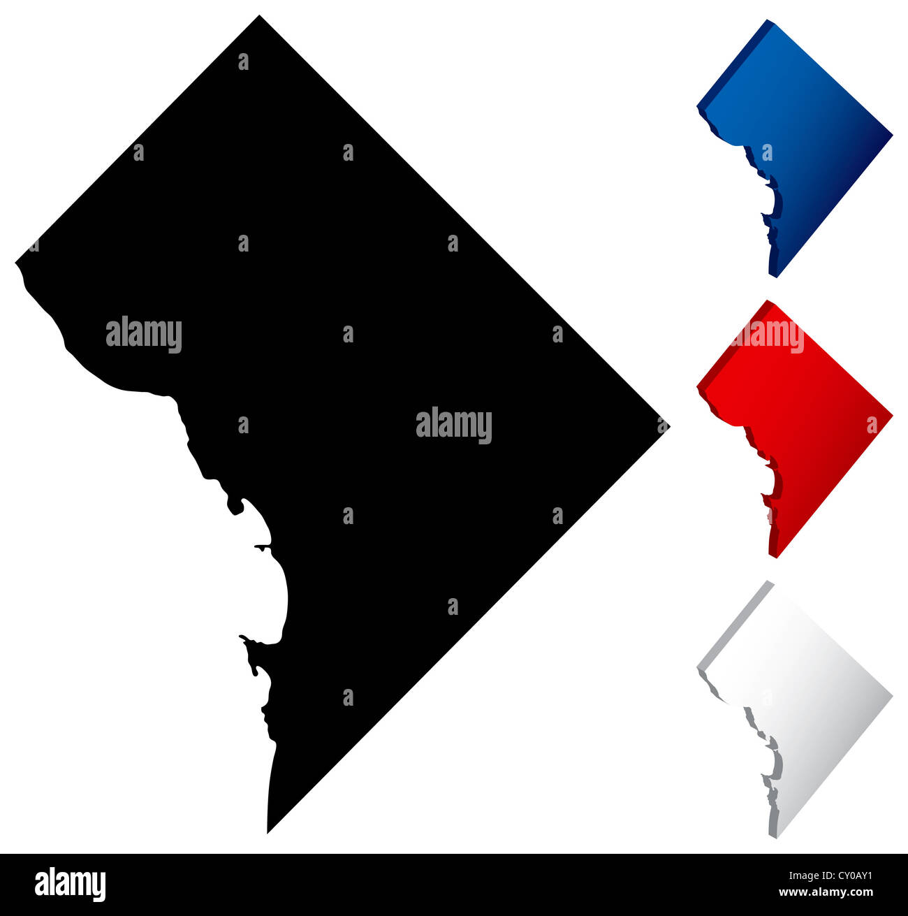 Washington DC Map with three-dimensional variations Stock Photo