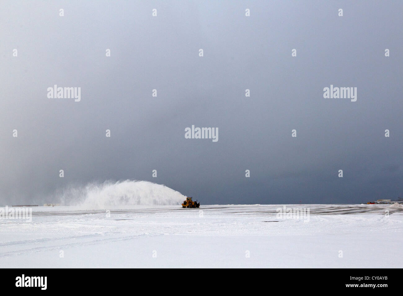 Snow plow clearing snow from runway, Barrow, Alaska Stock Photo Alamy