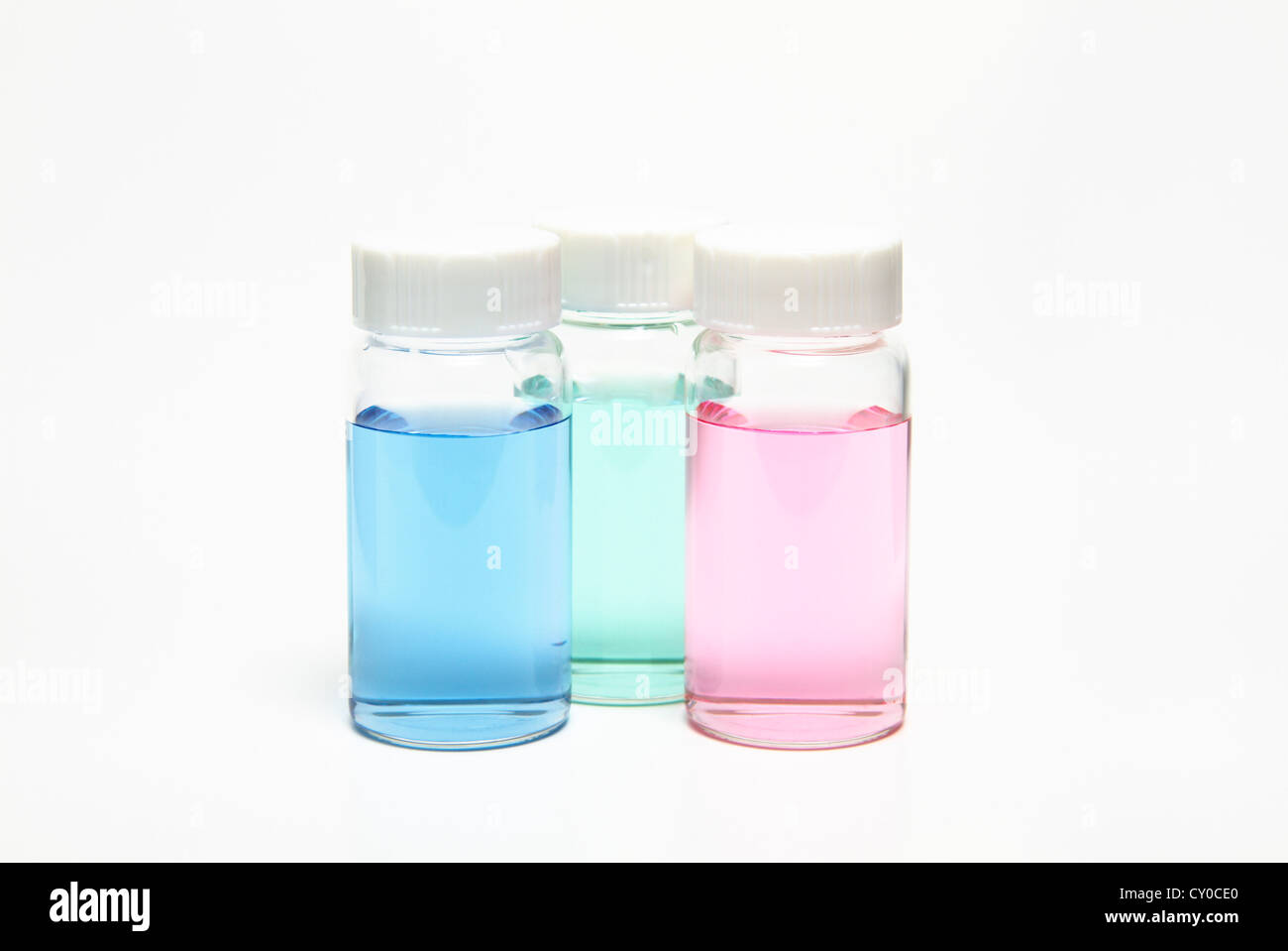 Screw vials Screw vials with colored liquids Stock Photo