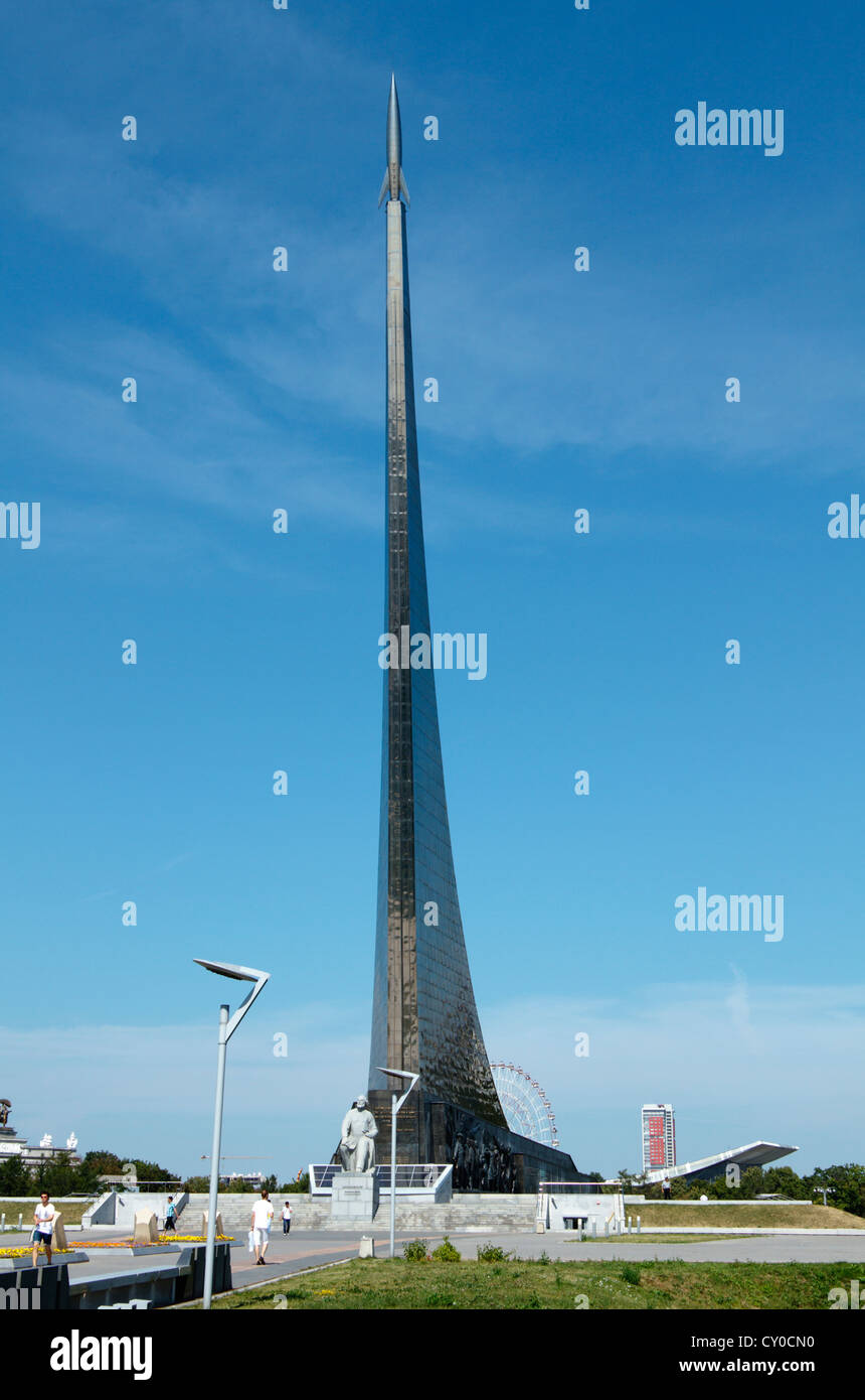 Monument to the Conquerors of Space, Moscow, Russia. Stock Photo