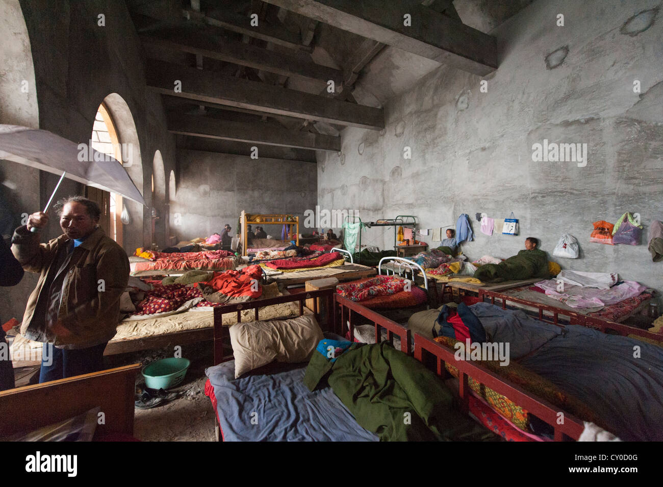 The cramped and rundown living quarters for labor workers at the San