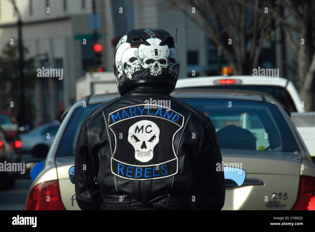 Motorcycle gang member Stock Photo