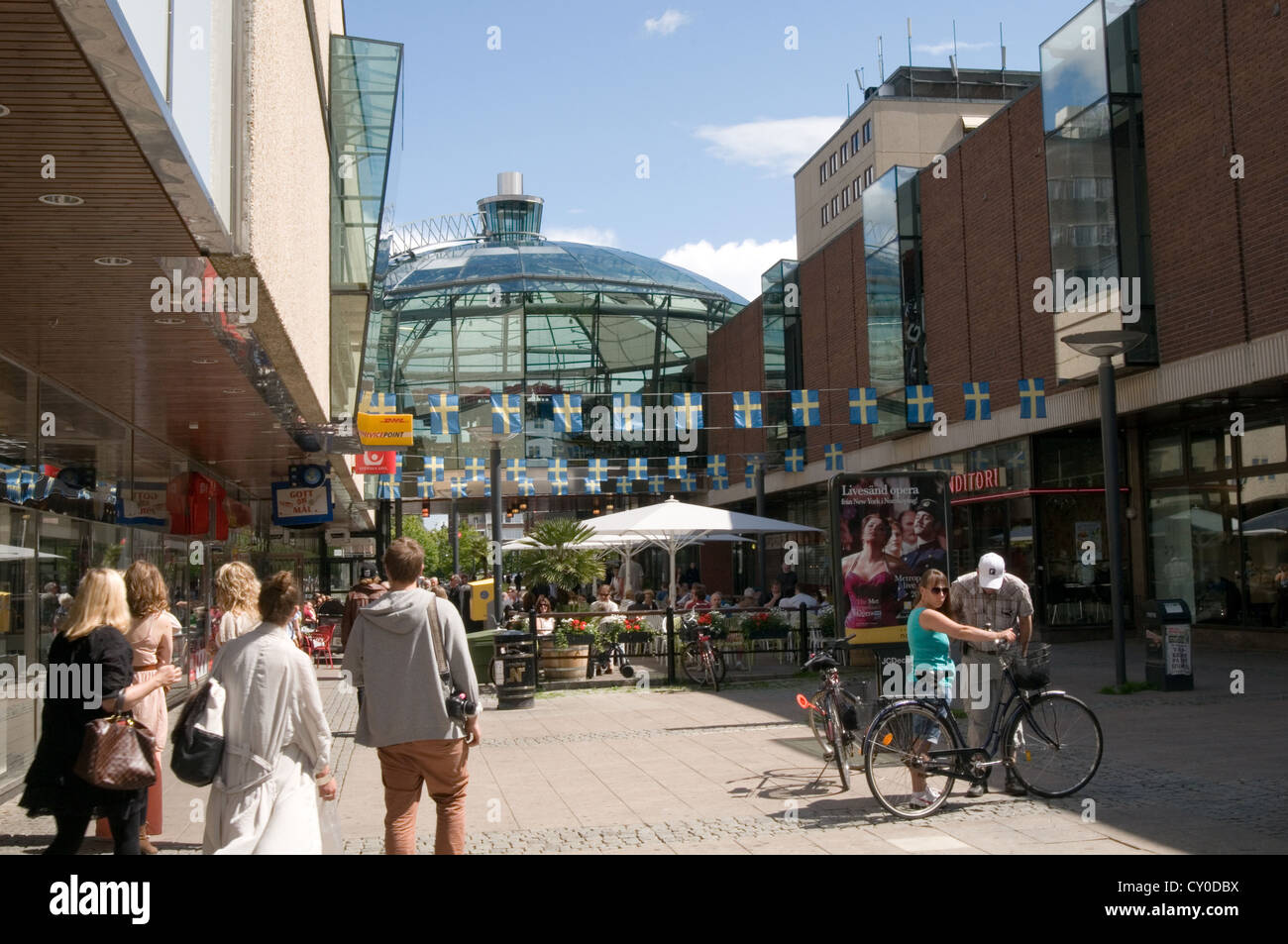 norrkoping sweden swedish town shopping center street scene people shoppers  shop shops Stock Photo - Alamy