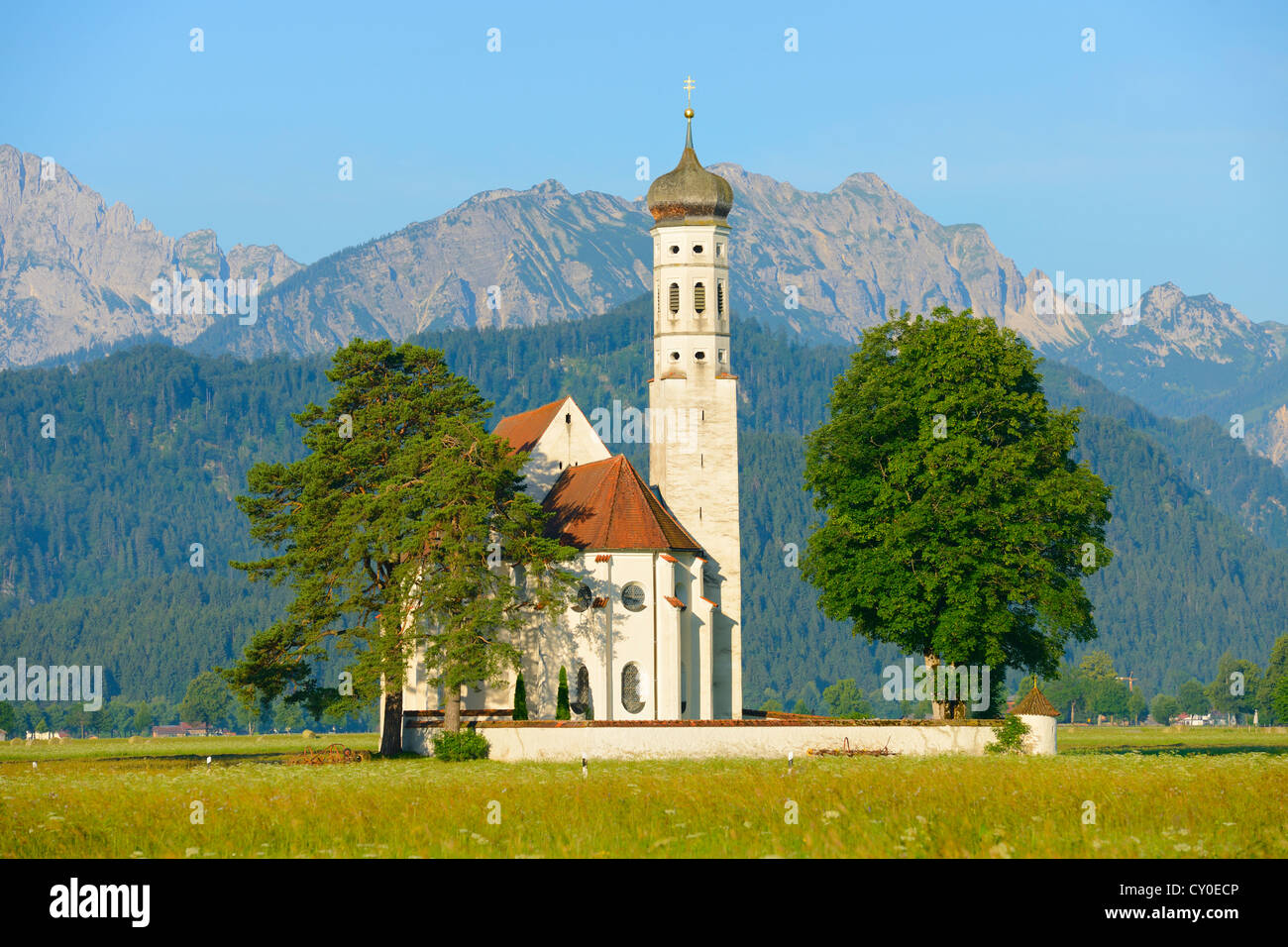 Pilgrimage Church of St Coloman near Fuessen, Eastern Allgaeu, Bavaria ...