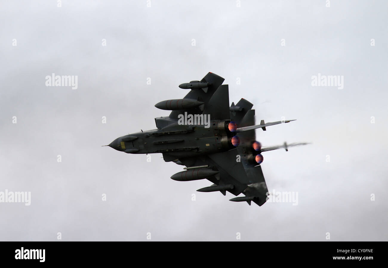 The Tornado GR4 is a variable geometry, two-seat, day or night, all-weather attack aircraft, RAF Waddington display 2012, twin. Stock Photo