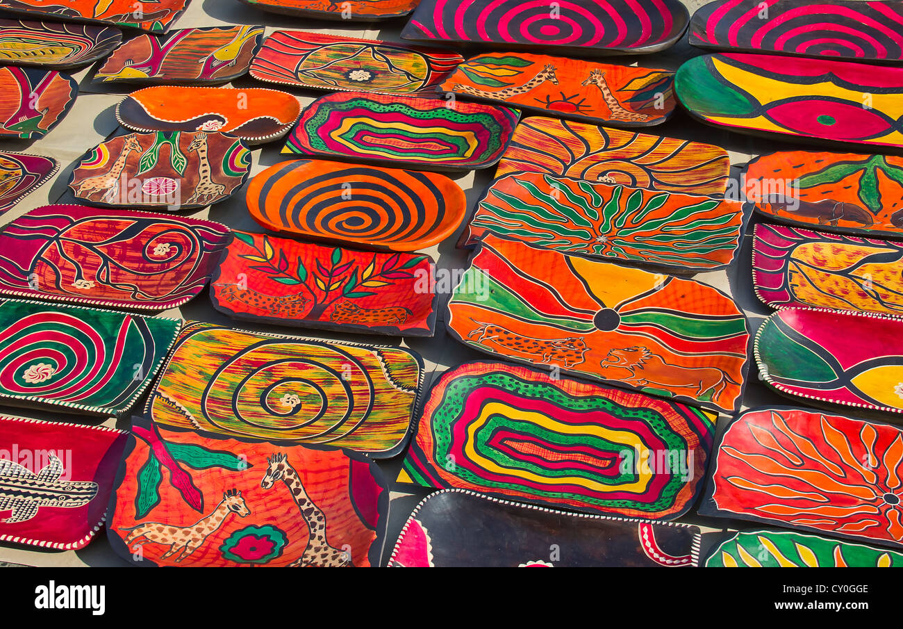 Traditional wooden carving on weekend market in Maputo, Mozambique