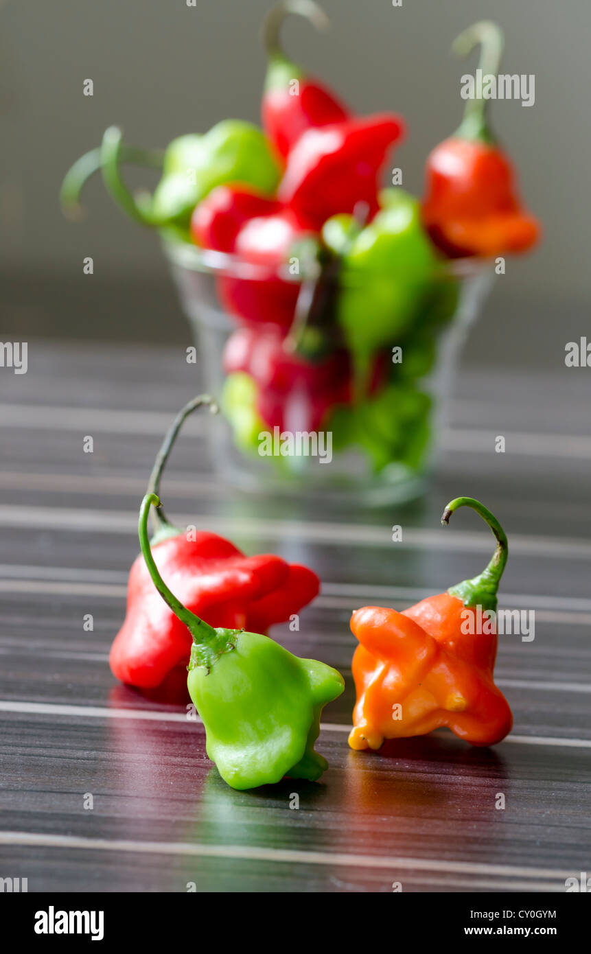 Chili peppers on the table Stock Photo