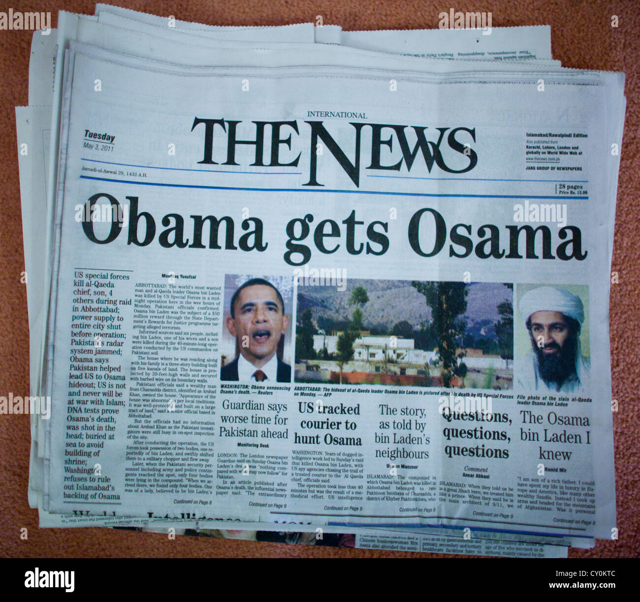 Pakistani newspaper reports on Bin Laden's death Stock Photo
