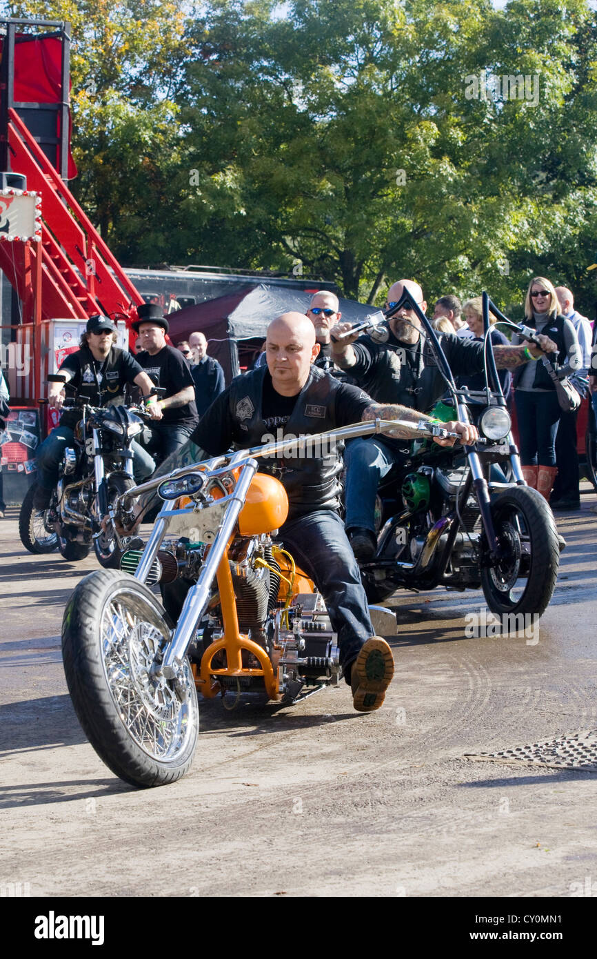 Chopper  motorcycle at a show in Gloucestershire England Stock Photo