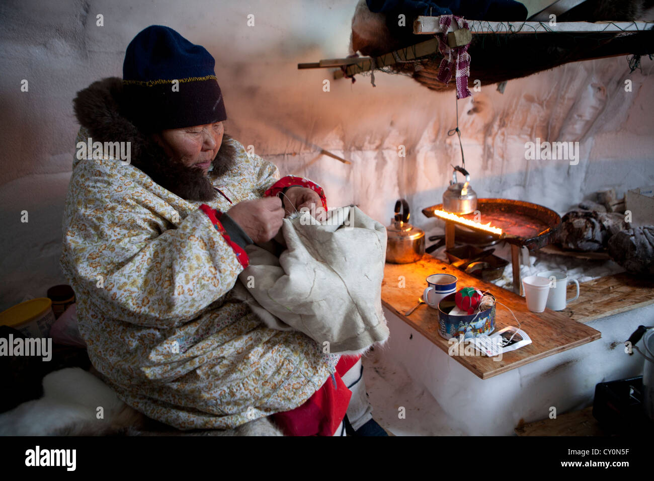 inside an iglo at the northpole Stock Photo