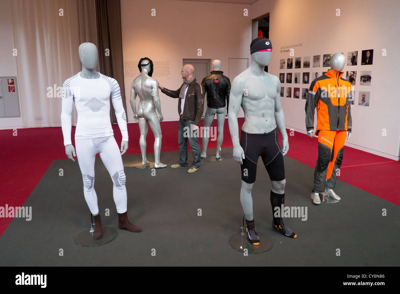 Modern high technology clothing on display at Red Dot design Museum in Essen Germany Stock Photo