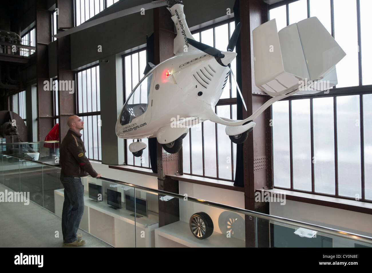Gyrocopter or Aerogyro on display at Red dot Design Museum in Essen Germany Stock Photo