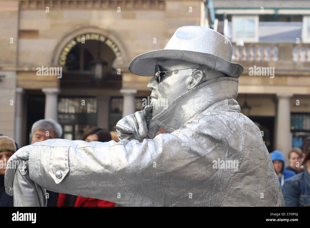 Male Living Statue Street performer in Covent Garden, London Stock