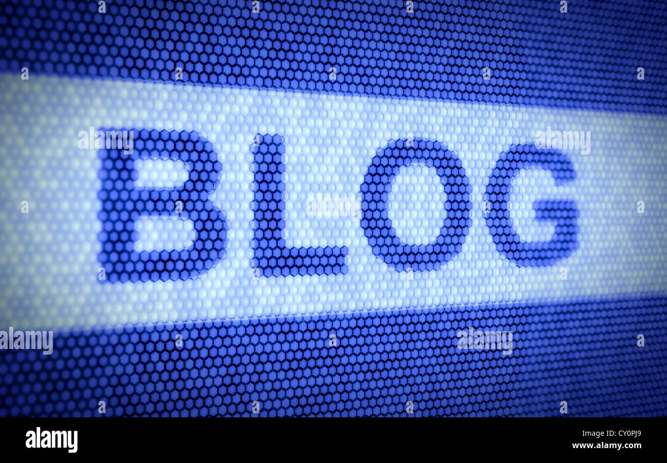 3d render of blog concept on blue screen Stock Photo