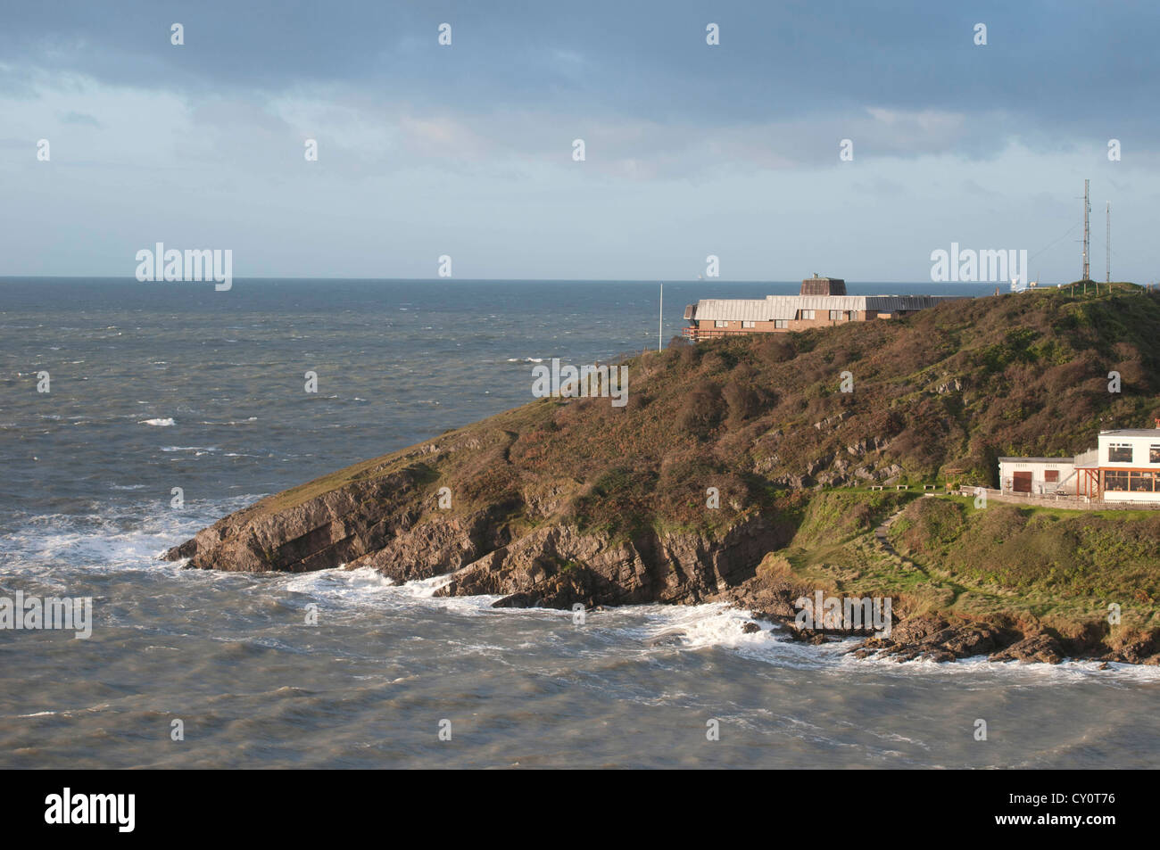 Mumbles Coastguard Station at Limeslade near Swansea, which is locally known at The Tutt. Stock Photo