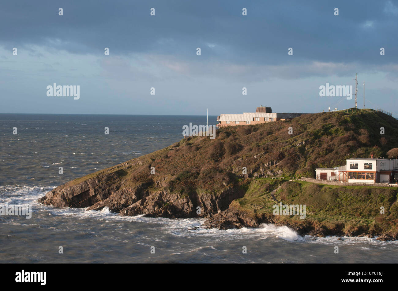 Mumbles Coastguard Station at Limeslade near Swansea, which is locally known at The Tutt. Stock Photo