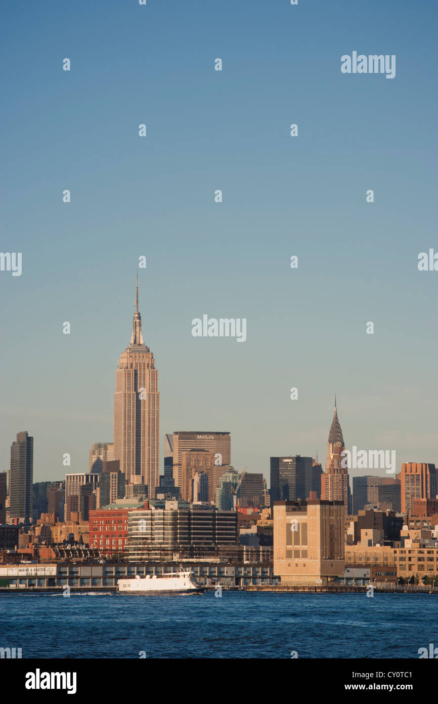 Empire State Building in Mid-town Manhattan from Jersey City, New Jersey Stock Photo