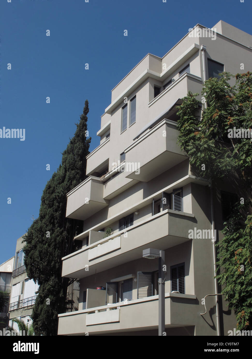 an old building in bauhaus architecture style in hahashmonaim street