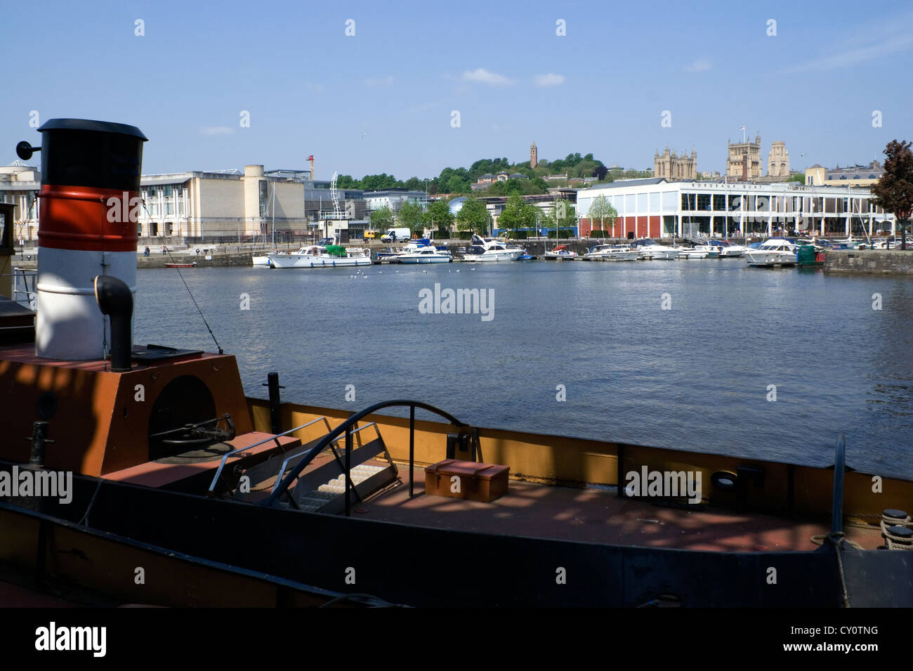 floating harbour and cathedral bristol england Stock Photo