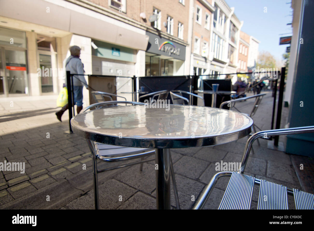 Coffee bar table outside in York Stock Photo