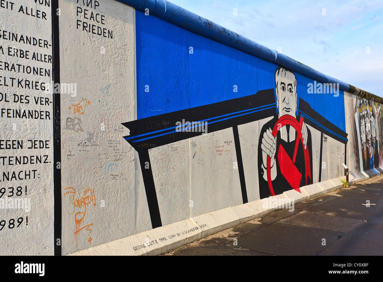 Berlin Wall Berlin Germany colourful decorated Berlin Wall along the Spree River East Side Stock Photo