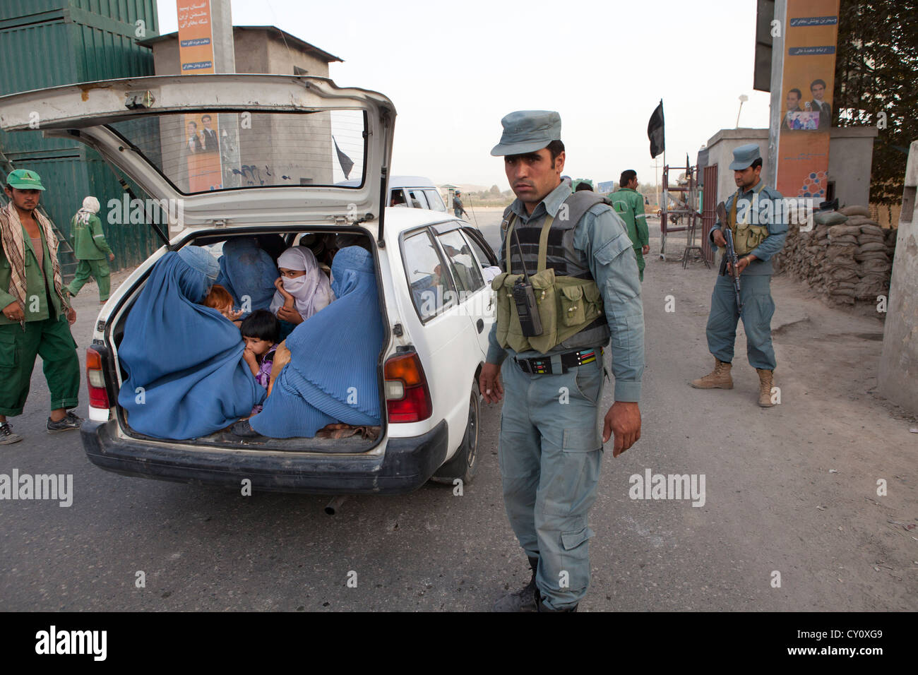 Afghan national Police officer on duty in Kunduz, Afghanistan. Stock Photo