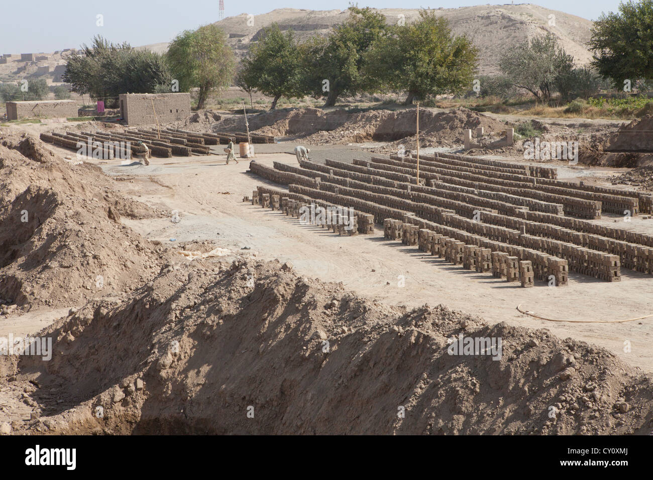 Brick factory in Kunduz, Afghanistan. Stock Photo