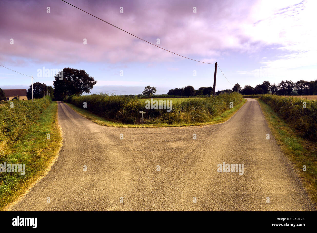 fork in the road Stock Photo