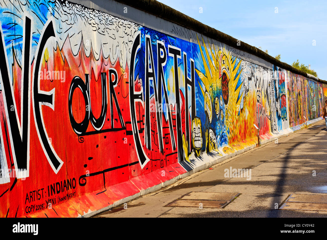 Berlin Wall Berlin Germany colourful decorated Berlin Wall along the Spree River East Side Stock Photo