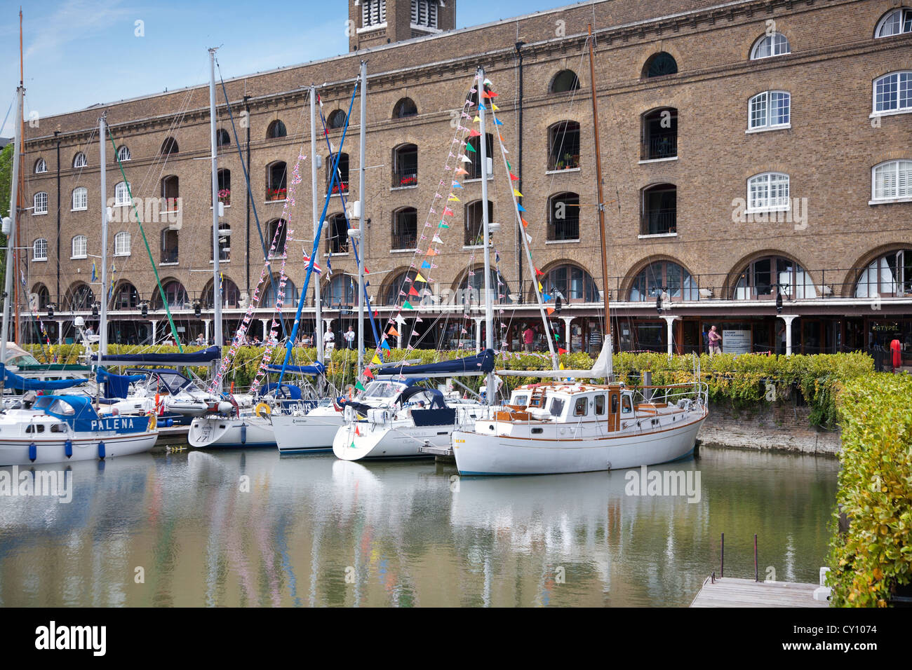 England. London. St. Katharine Docks and Ivory House. Stock Photo