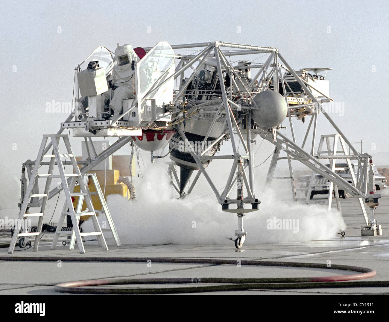 Lunar Landing Research Vehicle in test flight Stock Photo
