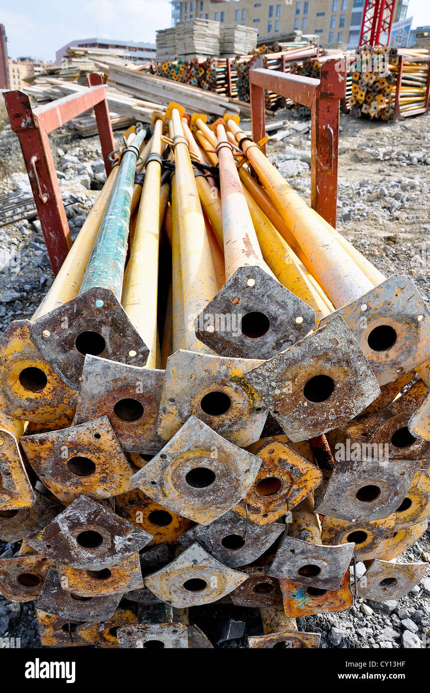 Stack of metal construction elements Stock Photo