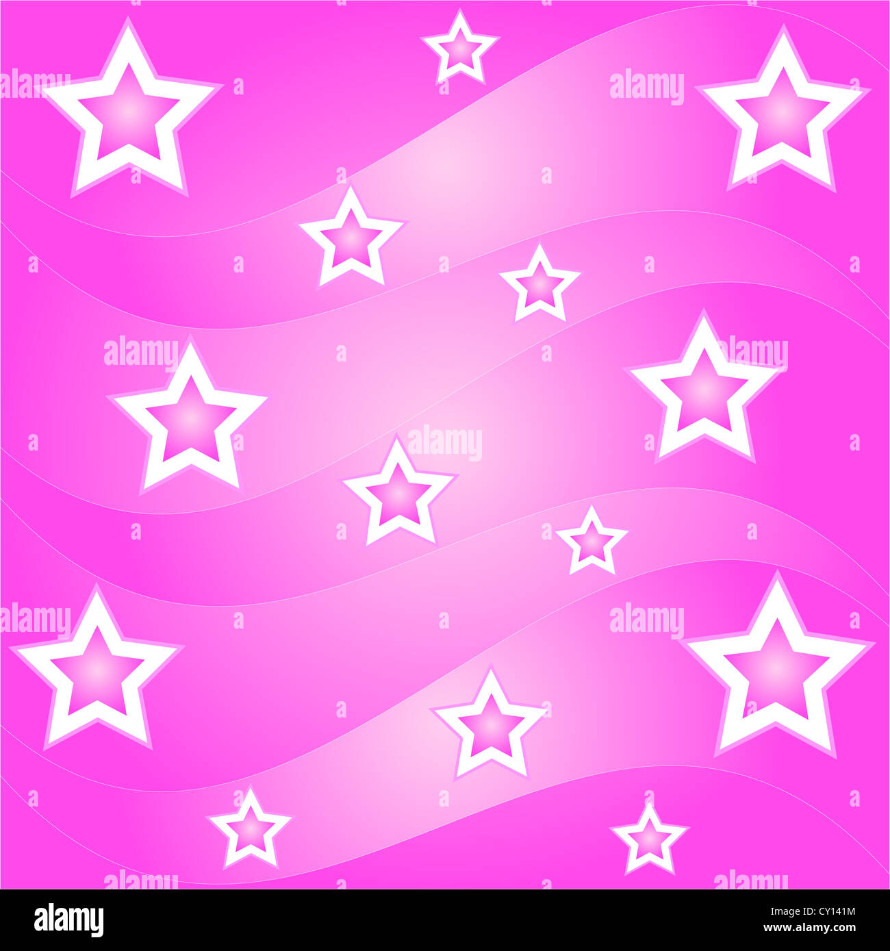 Pink stars and waves pattern Stock Photo