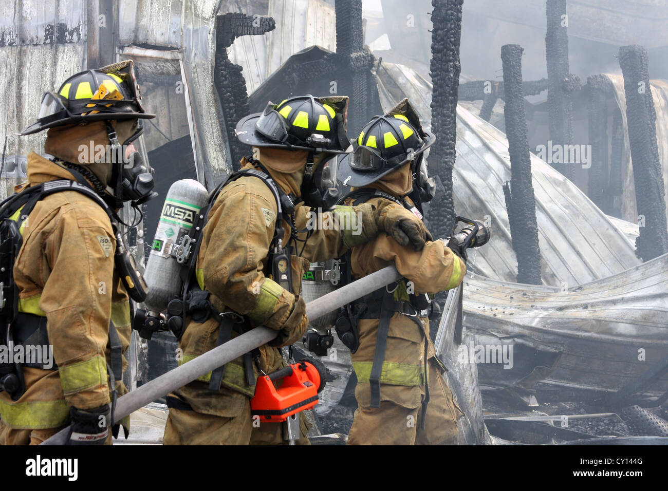Lannon Fire Department at an industrial fire in Wisconsin Stock Photo ...