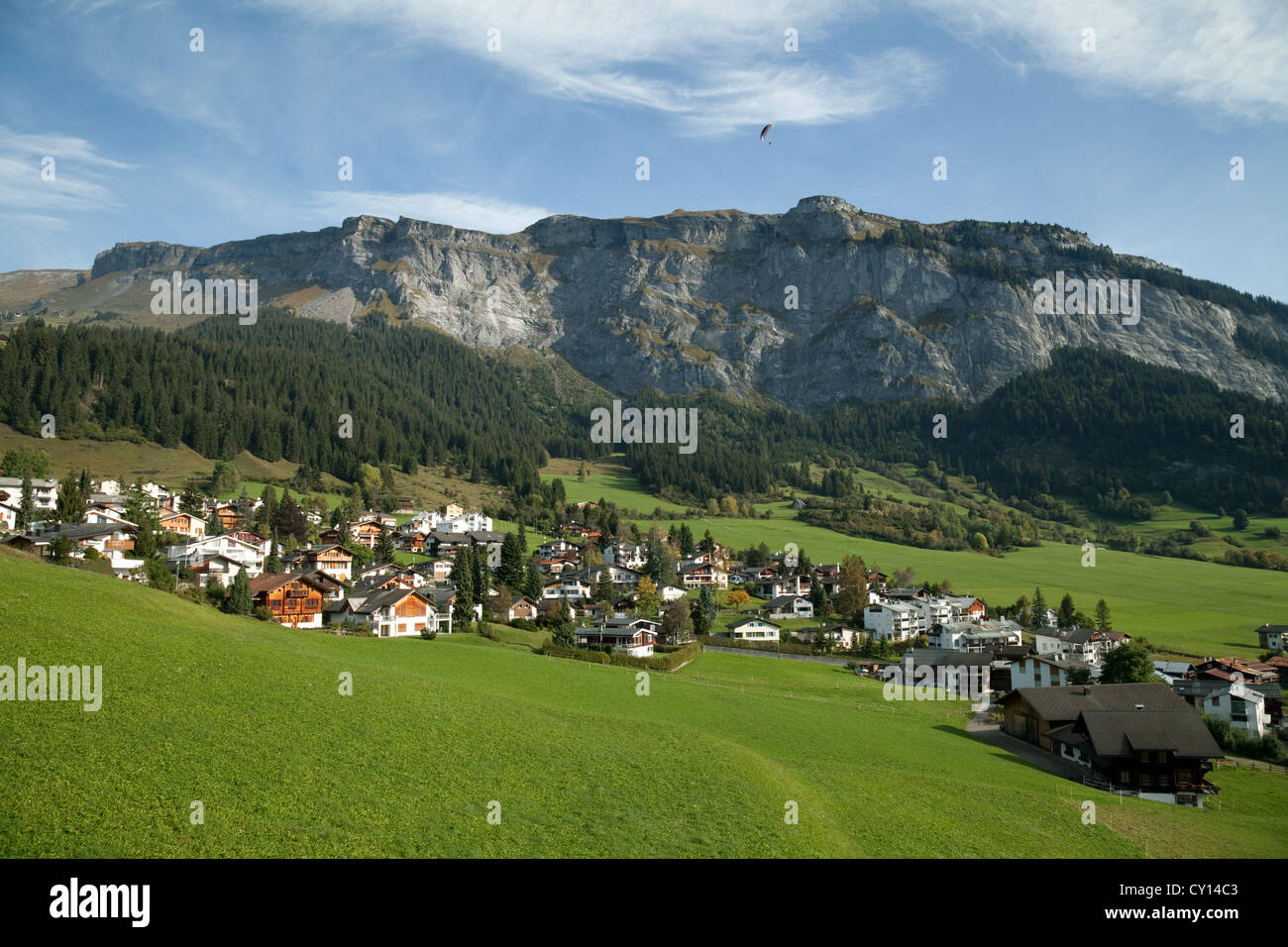 Flims, and the Flimserstein mountain, Graubunden, Switzerland, Europe ...