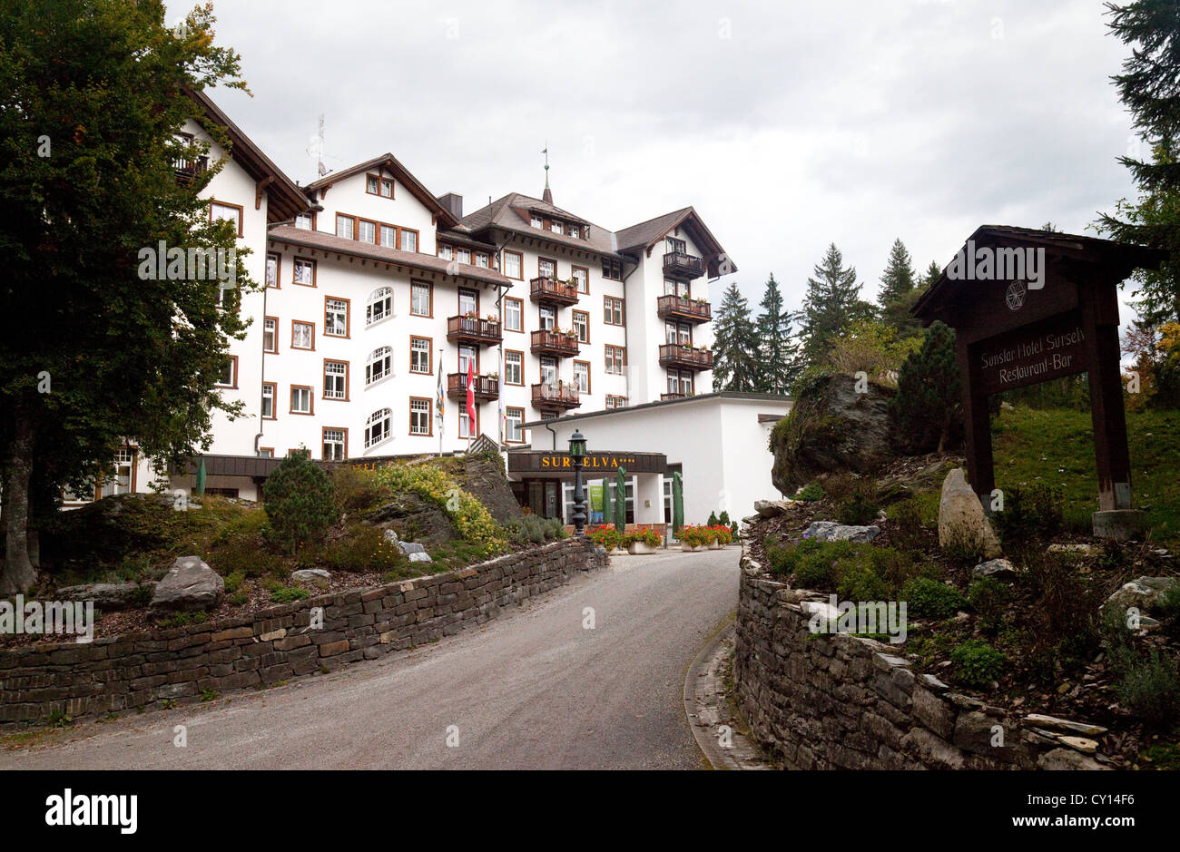 The Surselva Hotel, Flims town, Graubunden, Switzerland Europe Stock Photo