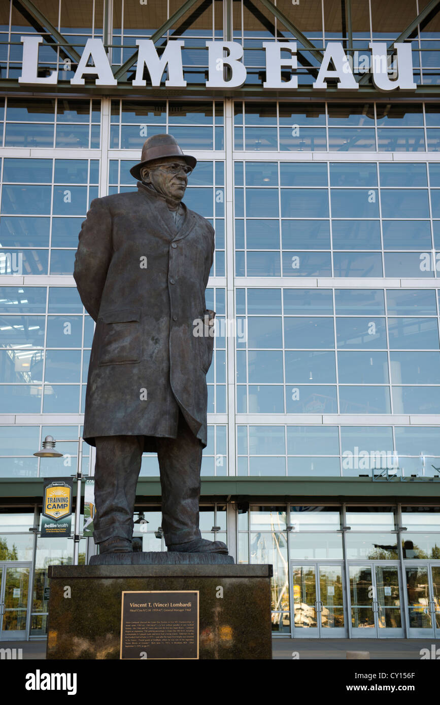 Statue of Curly Lambeau outside the stadium at Lambeau Field, home of