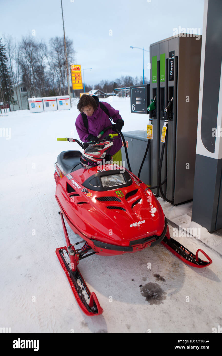 snowmobile in Northern Finland Stock Photo Alamy