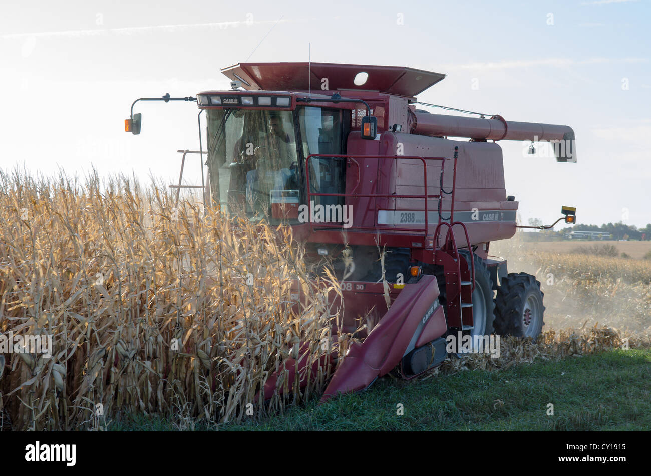 Tractor Harvesting American Field Stock Photo - Alamy