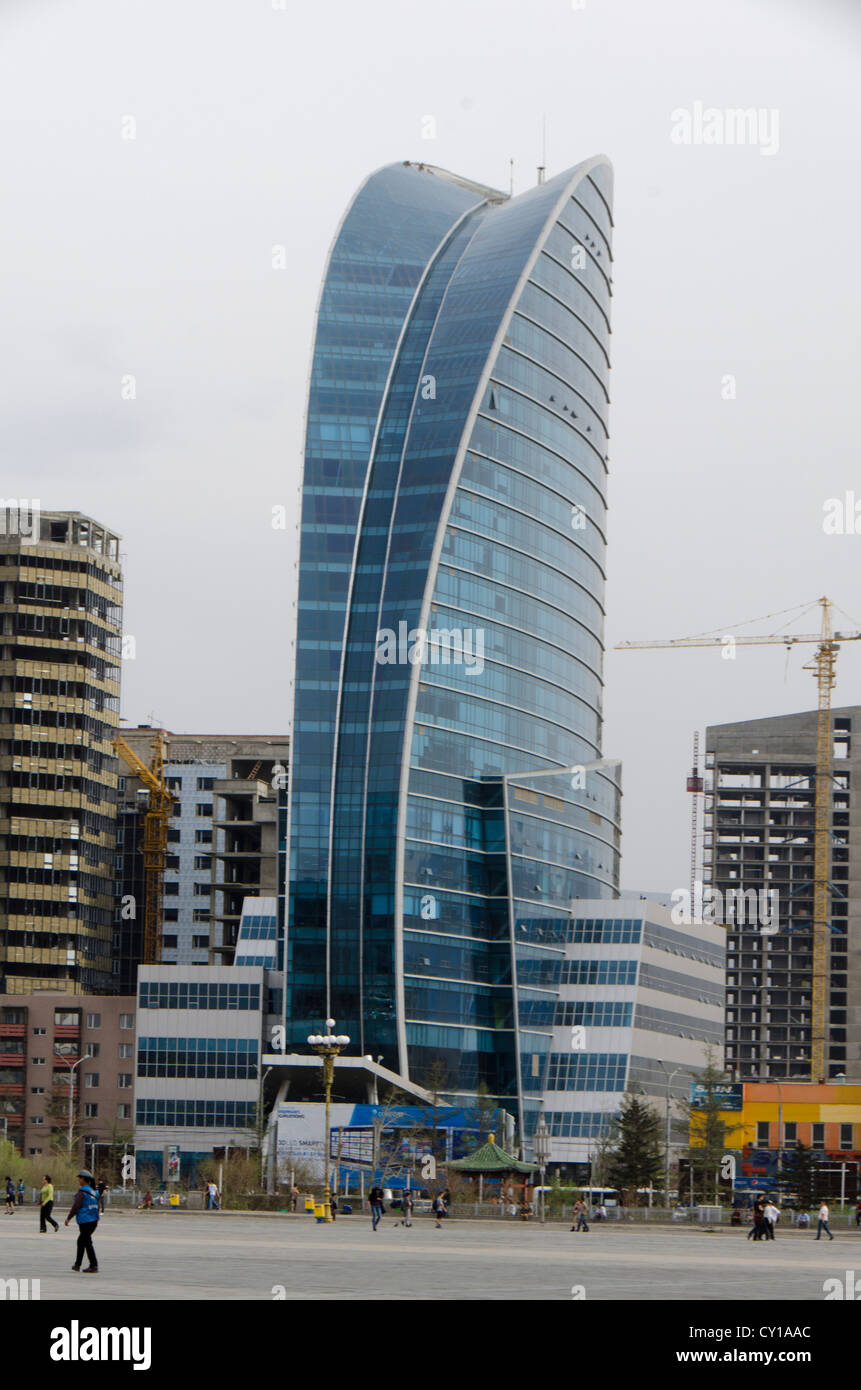 Blue Sky Hotel and other high rise buildings, Ulaan Bataar, Mongolia Stock Photo